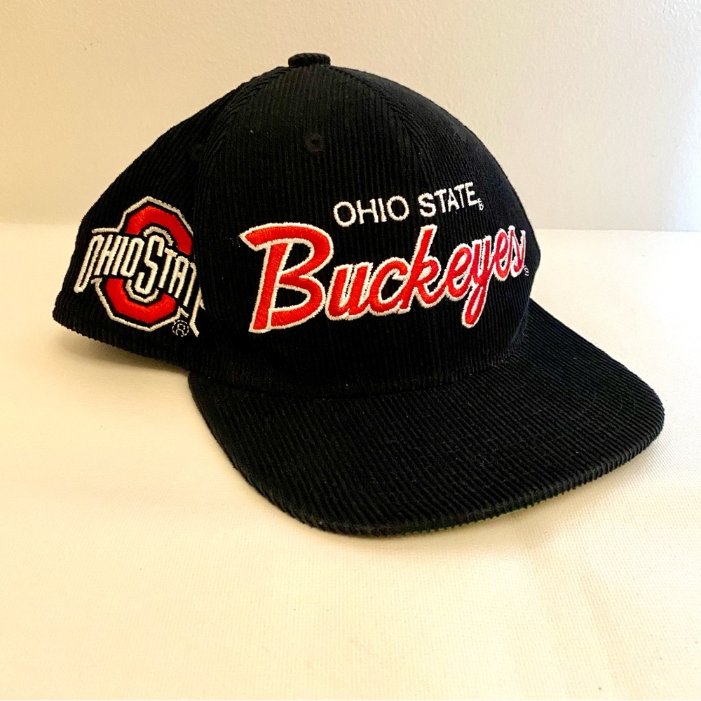 Ohio State Buckeyes Youth Mitchell & Ness Black Corduroy Script Snapback Hat